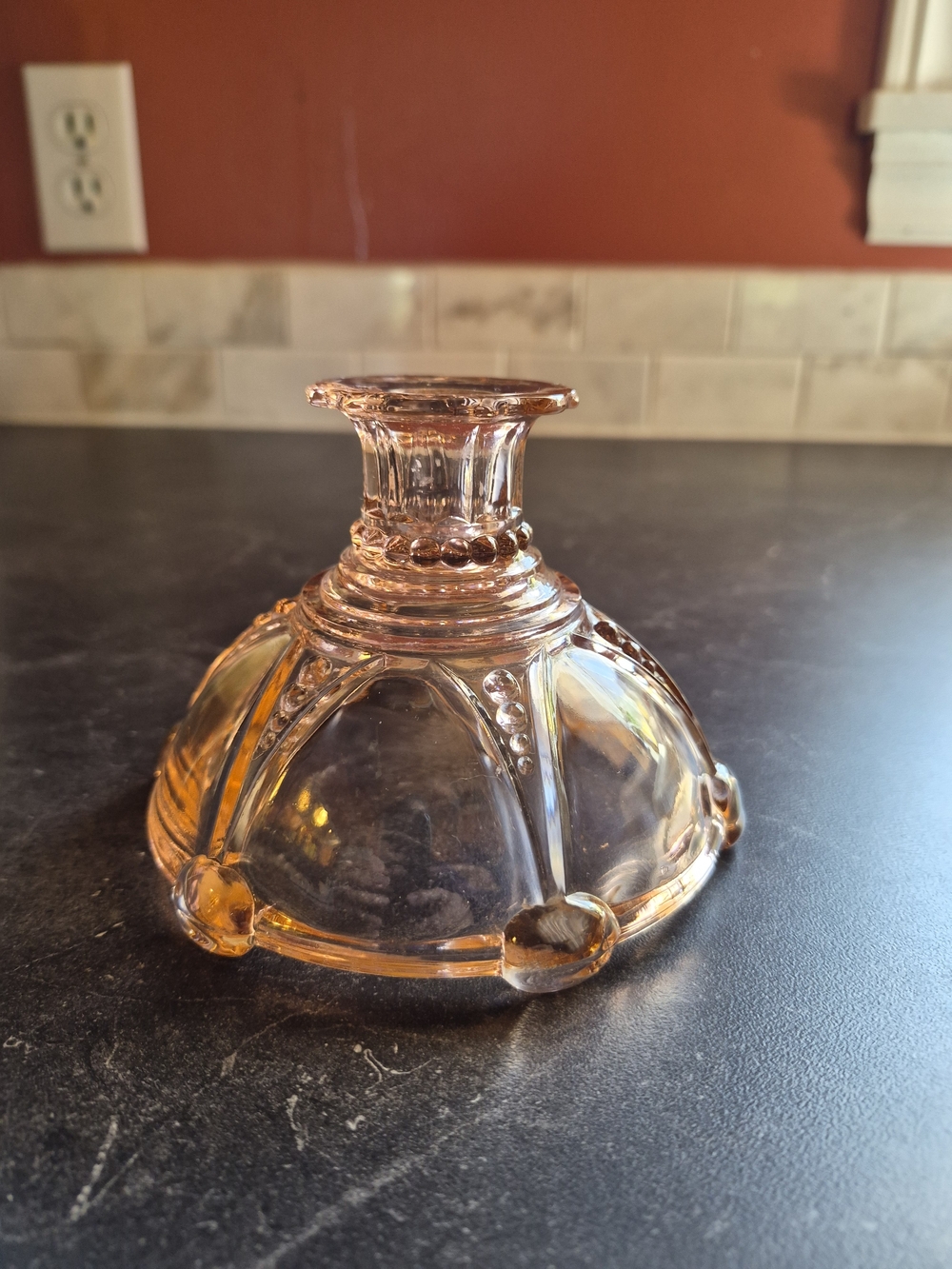 Vintage Pink Anchor Hocking Oyster And Pearl Depression Glass Candle Holder
